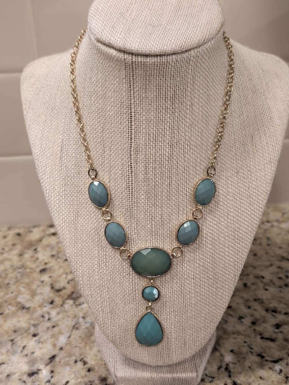 2 For $20.00- Gold-Tone Teal Statement Necklace - Women's Jewelry